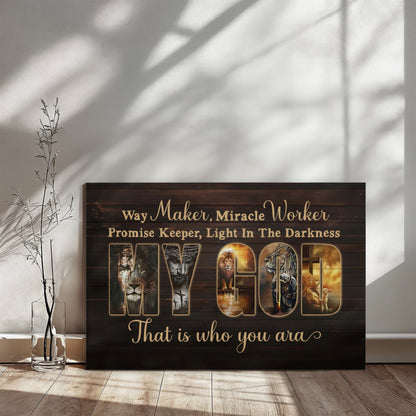 Christian home decor Lion of Judah and Jesus canvas print