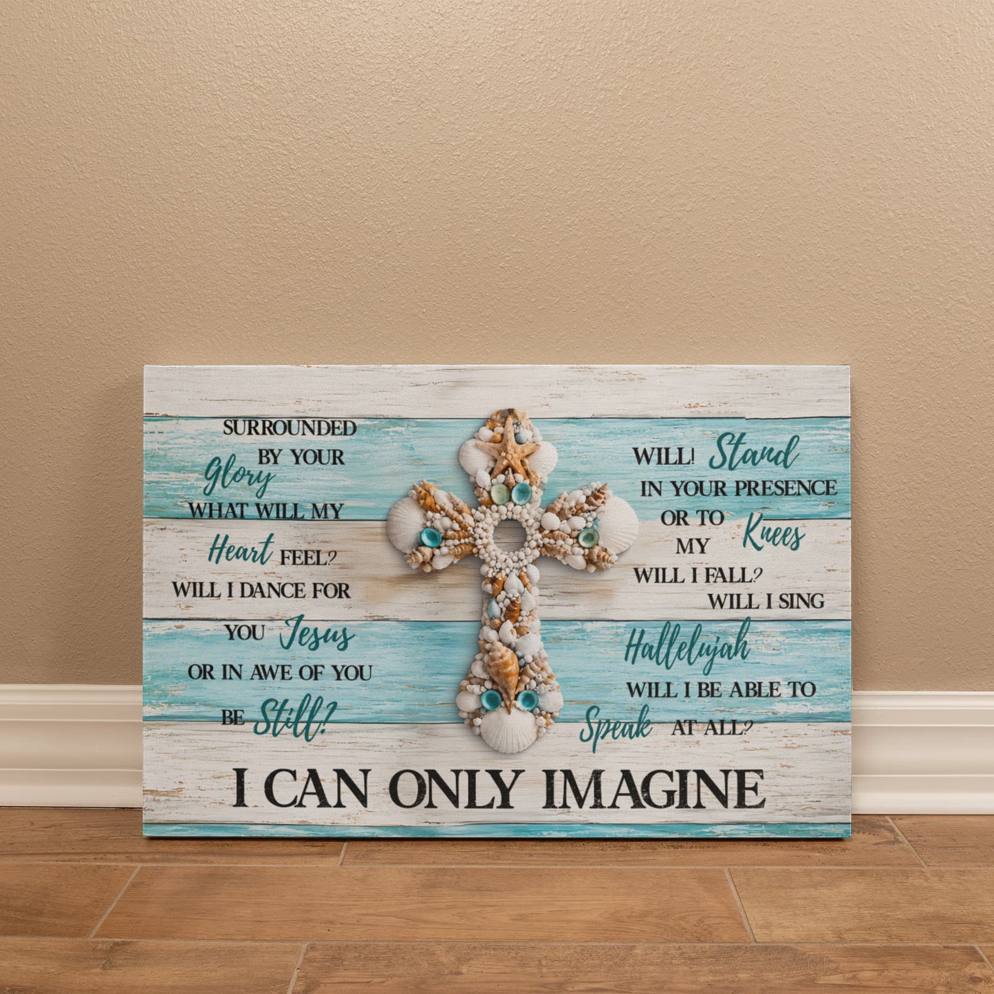 I Can Only Imagine Cross Canvas Wall Art – Inspirational Christian Coastal Decor