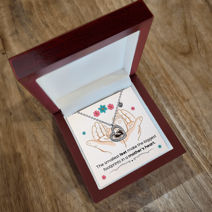 Mom Necklace from Baby – Smallest Feet Biggest Footprints Gift | New Mom Heart Pendant Jewelry