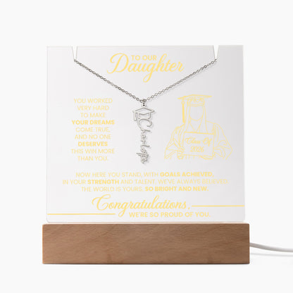 To My Daughter Graduation LED Plaque – Personalized Class of 2026 Gift | Light Up Acrylic Keepsake from Parents