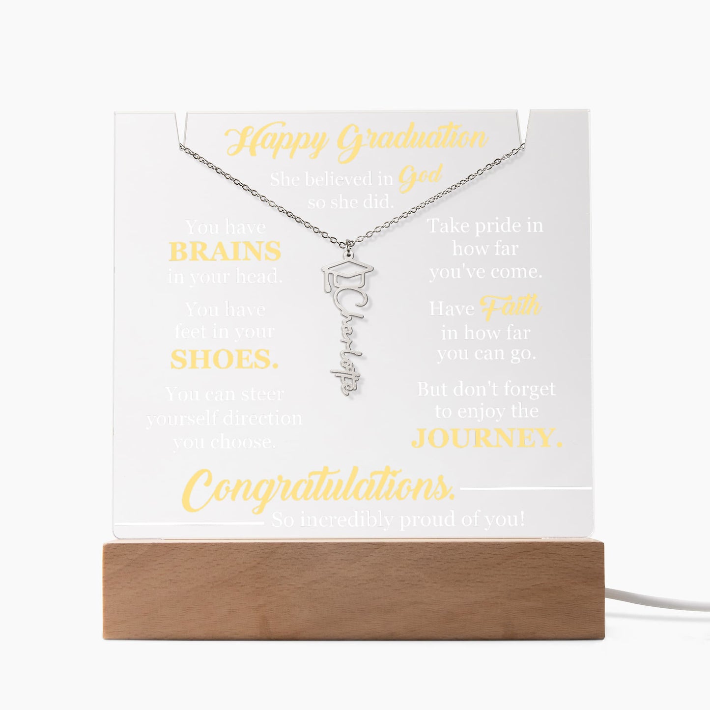 Graduation LED Acrylic Plaque – Personalized Class of 2026 Gift | Light Up Graduation Keepsake for Daughter