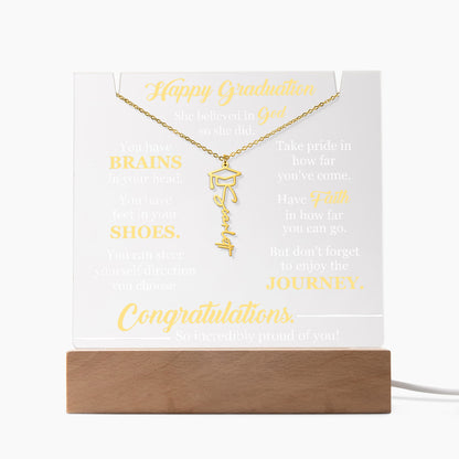 Graduation LED Acrylic Plaque – Personalized Class of 2026 Gift | Light Up Graduation Keepsake for Daughter