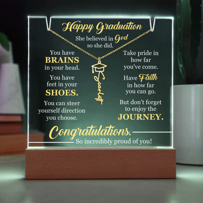 Graduation LED Acrylic Plaque – Personalized Class of 2026 Gift | Light Up Graduation Keepsake for Daughter