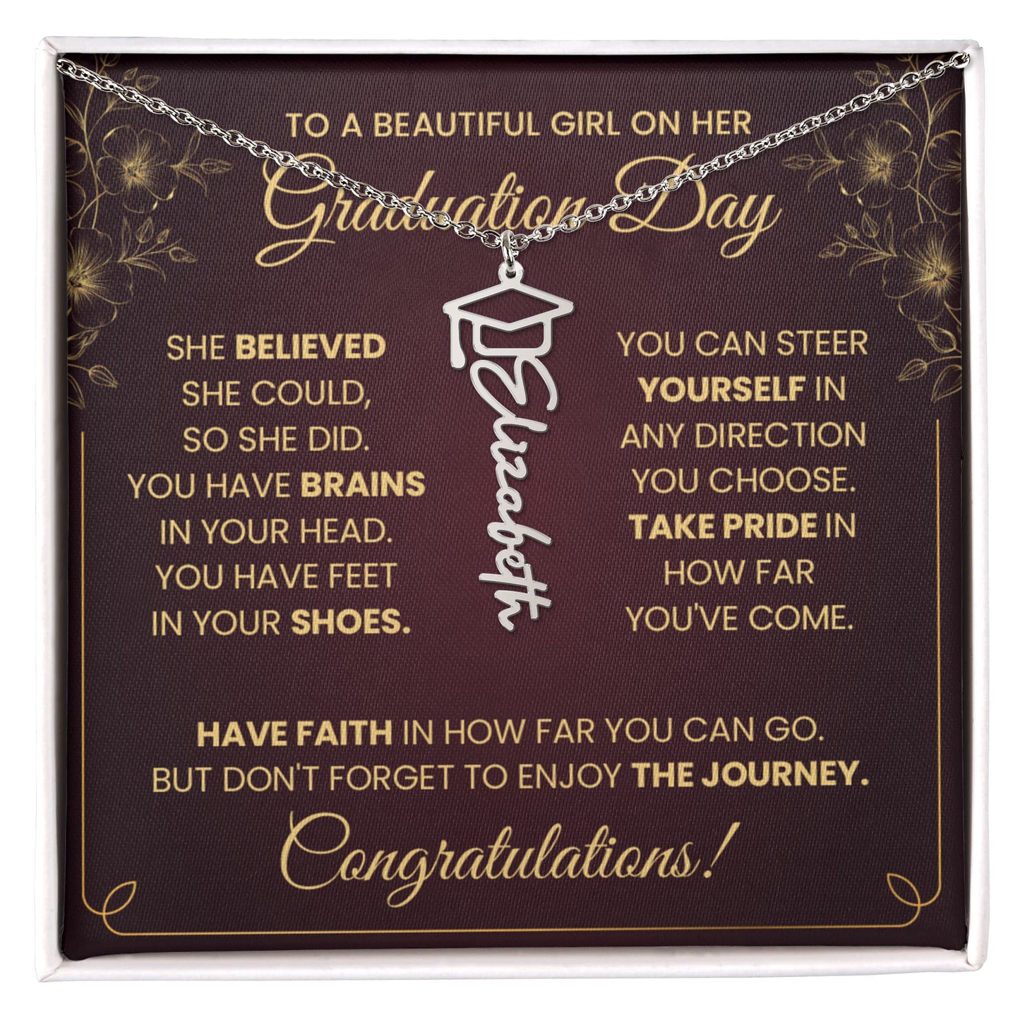 Graduation Necklace Gift for Daughter – To A Beautiful Girl on Her Graduation Day | Inspirational Jewelry Gift