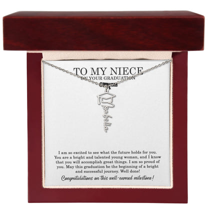 To My Niece Graduation Necklace – Graduation Gift for Niece, Class of 2026 Jewelry, Inspirational Gift from Aunt or Uncle, Name Necklace Pendant