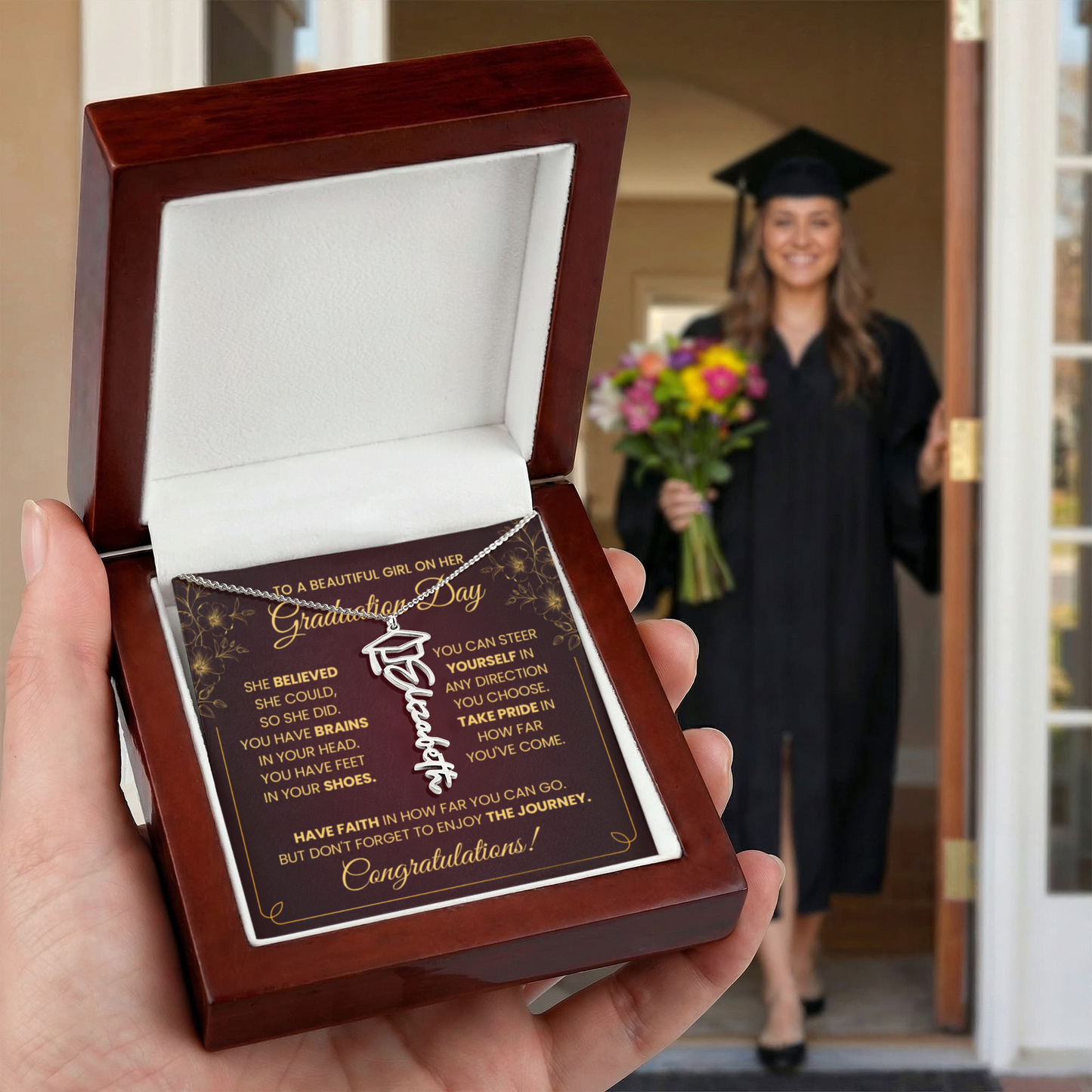 Graduation Necklace Gift for Daughter – To A Beautiful Girl on Her Graduation Day | Inspirational Jewelry Gift