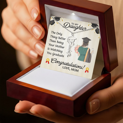 To My Daughter Graduation Necklace – Graduation Gift from Mom, Class of 2026 Jewelry for Daughter, Inspirational Gift, Name Pendant