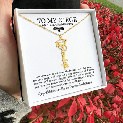 To My Niece Graduation Necklace – Graduation Gift for Niece, Class of 2026 Jewelry, Inspirational Gift from Aunt or Uncle, Name Necklace Pendant