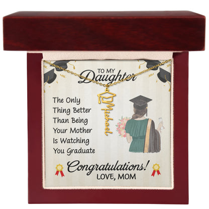 To My Daughter Graduation Necklace – Graduation Gift from Mom, Class of 2026 Jewelry for Daughter, Inspirational Gift, Name Pendant