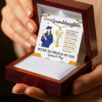 To Our Granddaughter Graduation Necklace – Graduation Gift from Grandparents, Class of 2026 Jewelry, Inspirational Gift for Granddaughter, Name Pendant