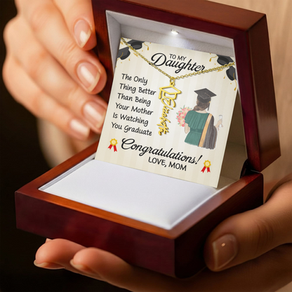 To My Daughter Graduation Necklace – Graduation Gift from Mom, Class of 2026 Jewelry for Daughter, Inspirational Gift, Name Pendant