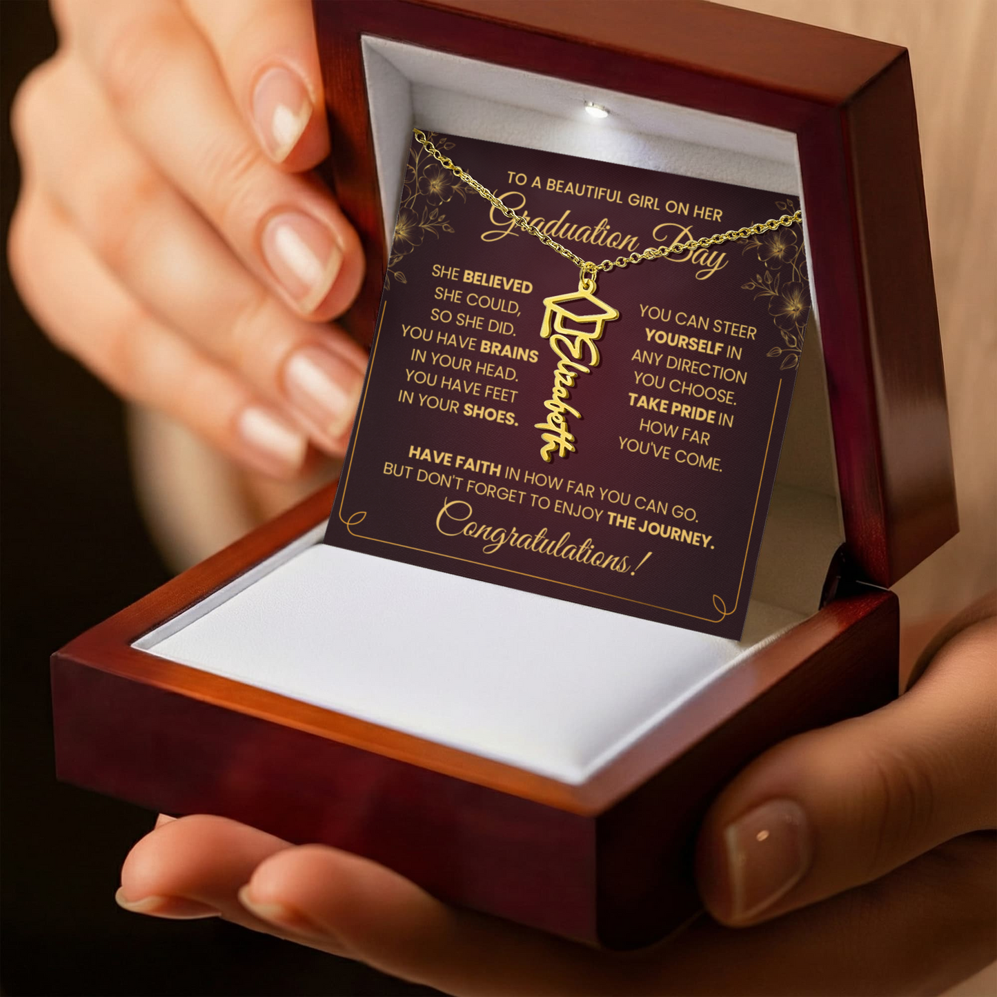 Graduation Necklace Gift for Daughter – To A Beautiful Girl on Her Graduation Day | Inspirational Jewelry Gift