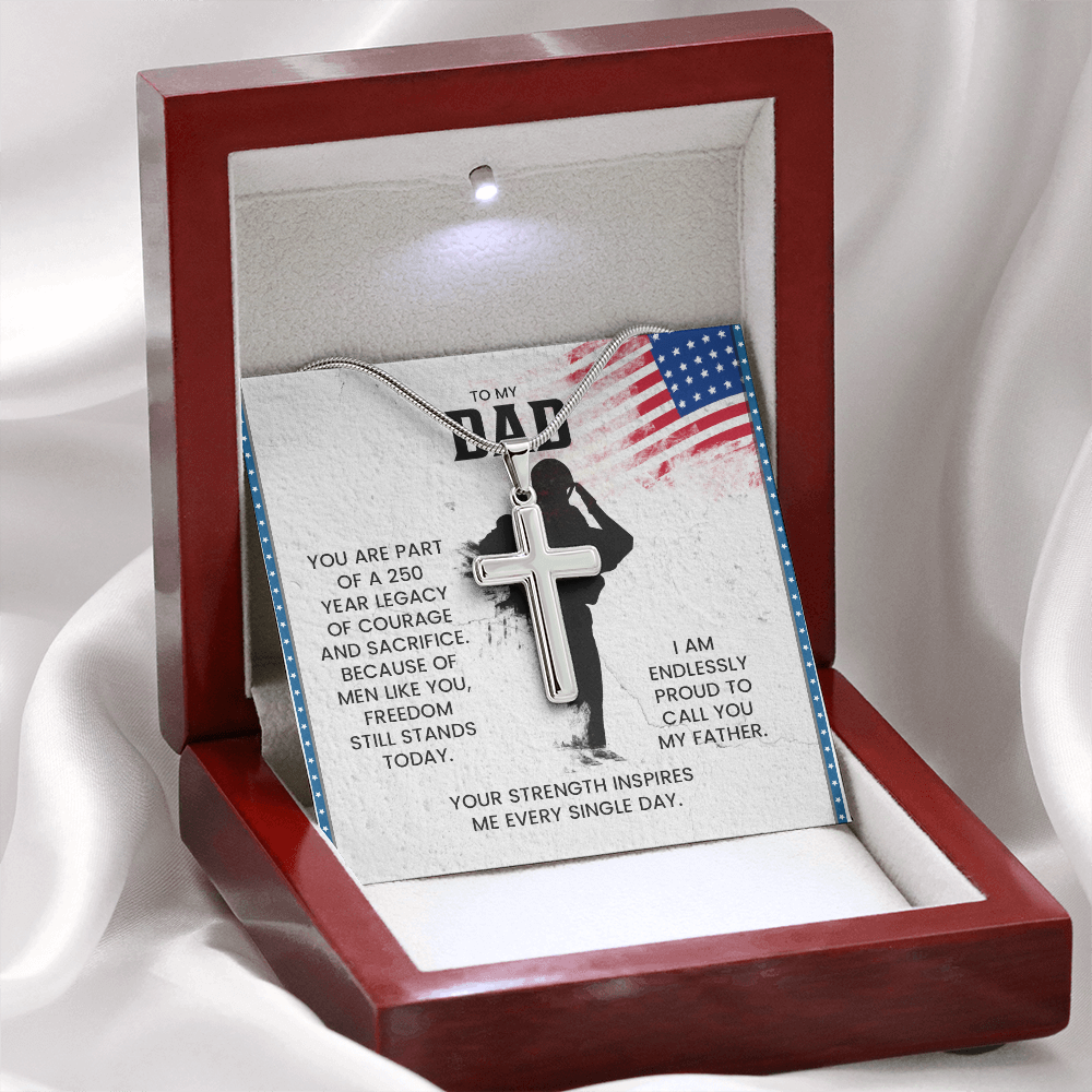 to my dad cross necklace patriotic gift