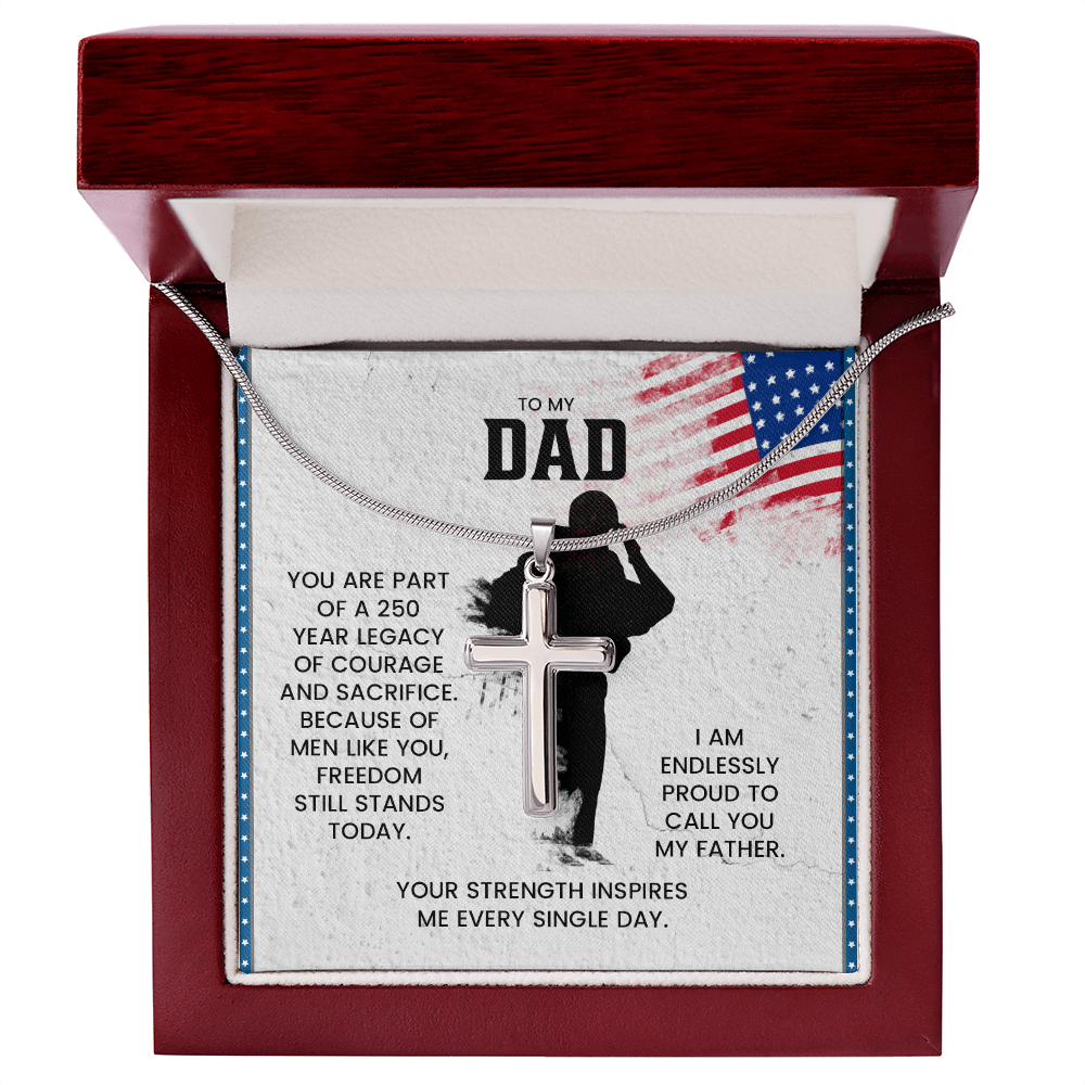 father gift cross necklace american flag