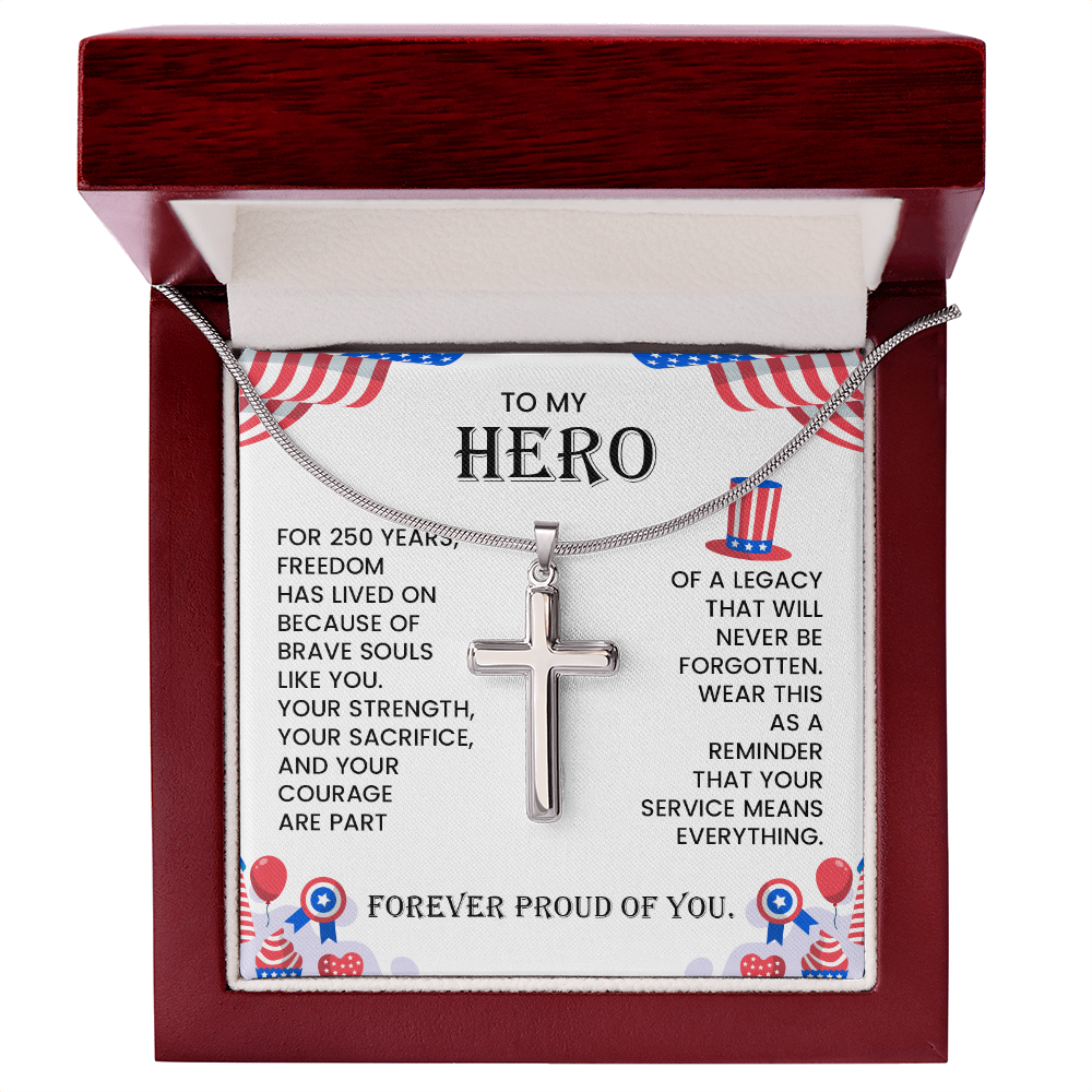 to my hero cross necklace patriotic gift