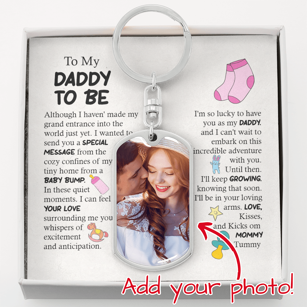 To My Daddy To Be Personalized Ultrasound Keychain | Custom Sonogram Picture Gift For Expecting Dad