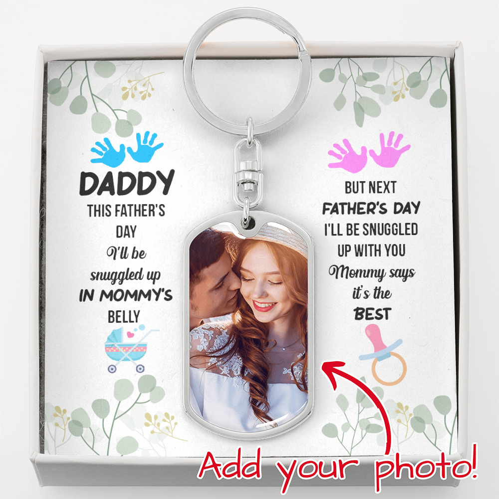 first time dad keychain from mommy's belly to snuggled up with daddy