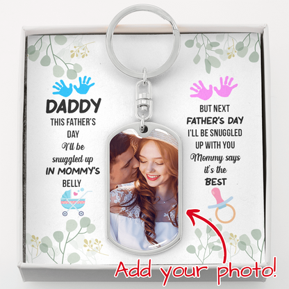 first time dad keychain from mommy's belly to snuggled up with daddy