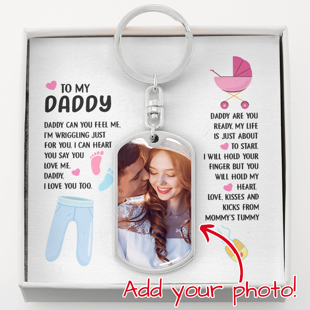 personalized daddy keychain can you feel me pregnancy reveal gift