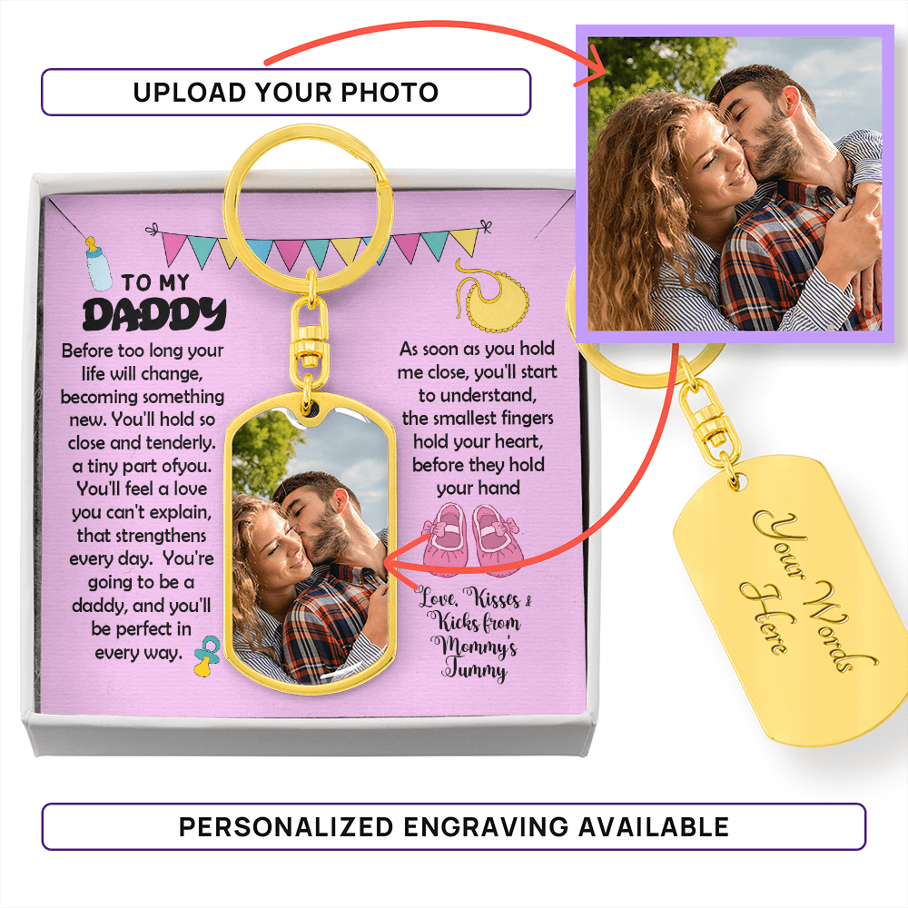 personalized new dad photo keychain baby shower gift for husband
