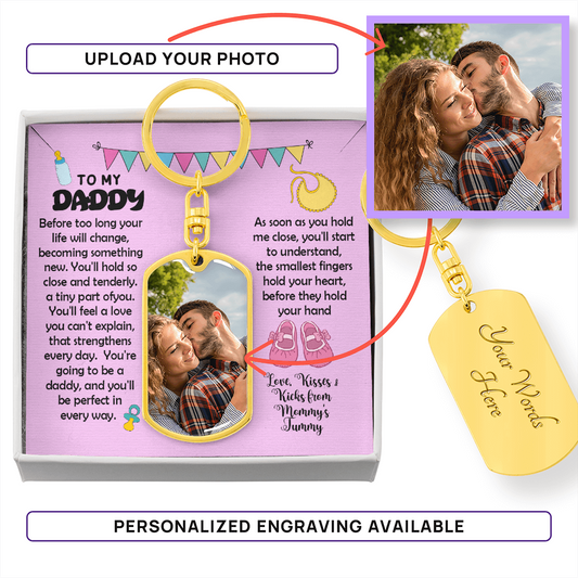 personalized new dad photo keychain baby shower gift for husband