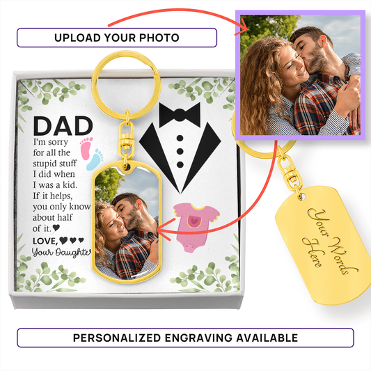 Custom Ultrasound Photo Keychain For Dad – Daddy To Be Gift | Personalized Baby Sonogram Keychain