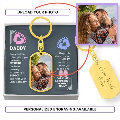 to my daddy my hero photo keychain pregnancy announcement dog tag