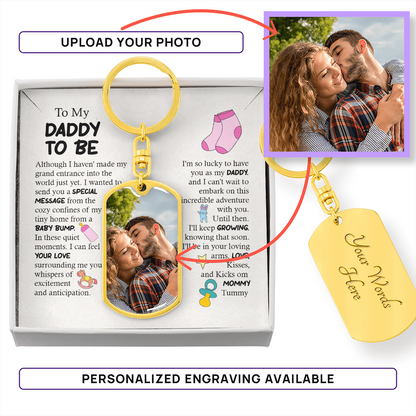 To My Daddy To Be Personalized Ultrasound Keychain | Custom Sonogram Picture Gift For Expecting Dad