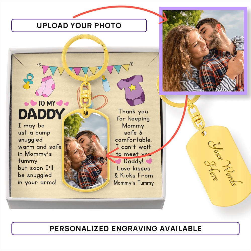Baby announcement photo keychain for expecting father