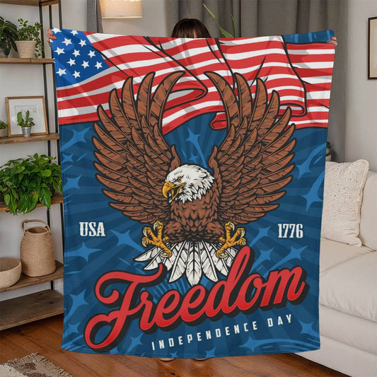 USA 1776 Freedom Independence Day 4th of July Jersey Fleece Blanket 50" x 60"