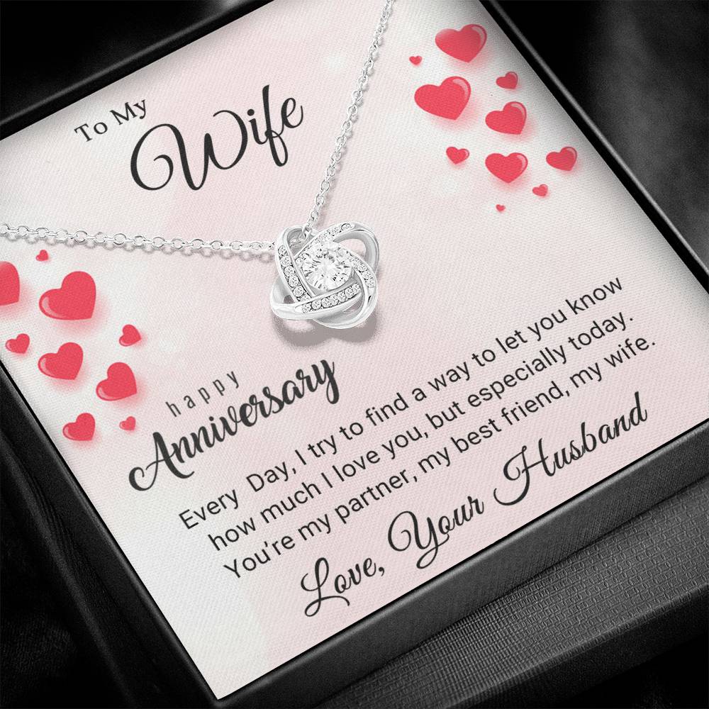Forever Love Knot Anniversary Necklace Gift (Yellow & White Gold Variants)