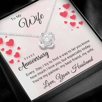 Forever Love Knot Anniversary Necklace Gift (Yellow & White Gold Variants)
