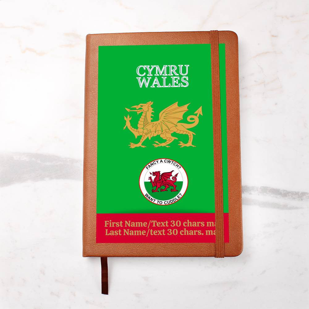 GREEN Personalized Vegan Leather Graphic Journal-CYMRU-WALES JOURNAL