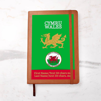 GREEN Personalized Vegan Leather Graphic Journal-CYMRU-WALES JOURNAL