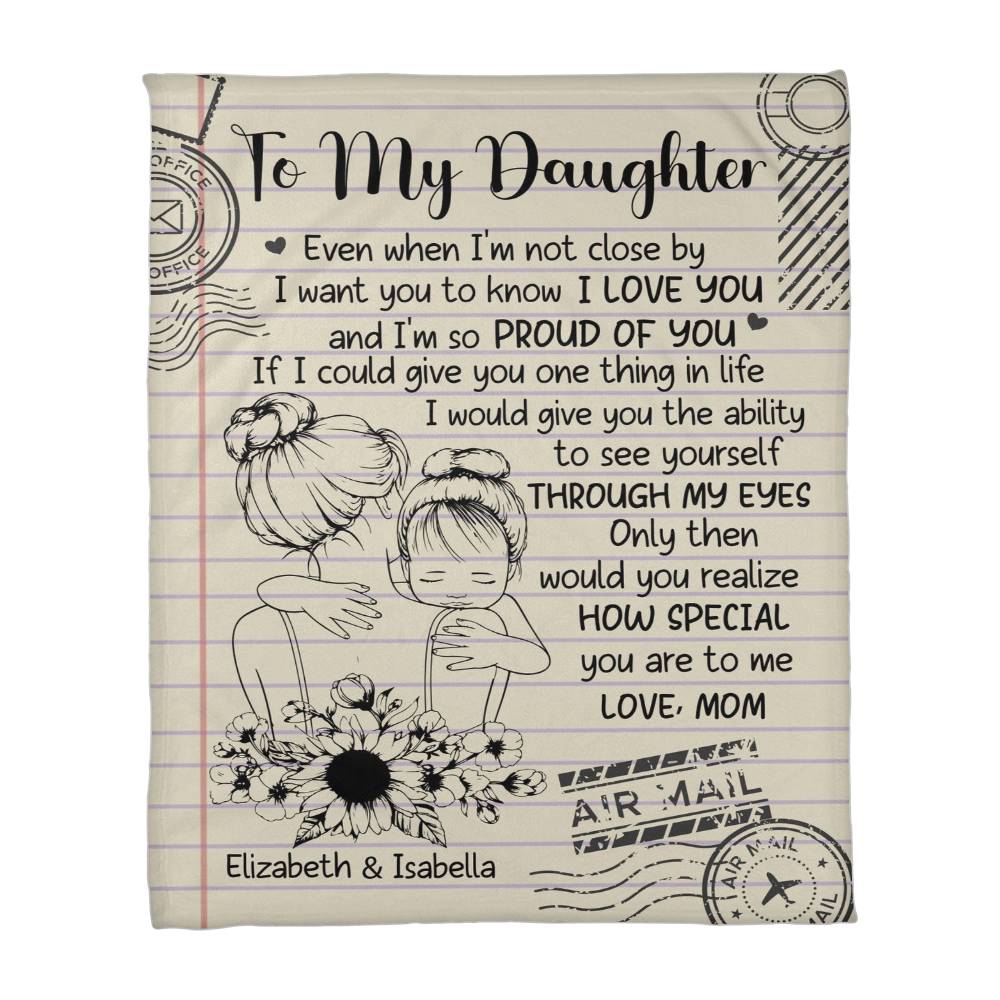 To My Daughter Inspirational Blanket | Sunflower Letter Blanket from Mom or Dad | Cozy Daughter Fleece Throw | Encouragement Gift for Daughter