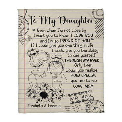To My Daughter Inspirational Blanket | Sunflower Letter Blanket from Mom or Dad | Cozy Daughter Fleece Throw | Encouragement Gift for Daughter