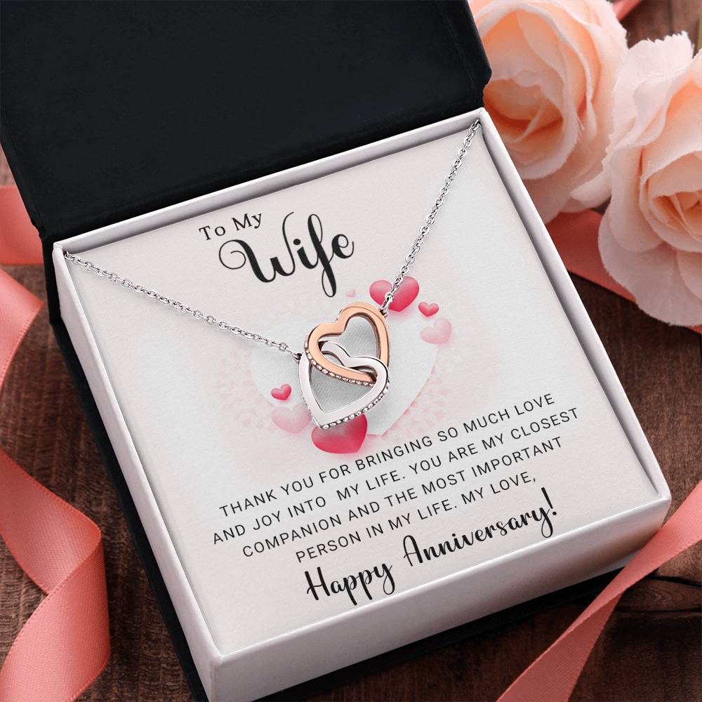 Forever Love Interlocking Hearts Anniversary Necklace (Yellow & White Gold Variants)