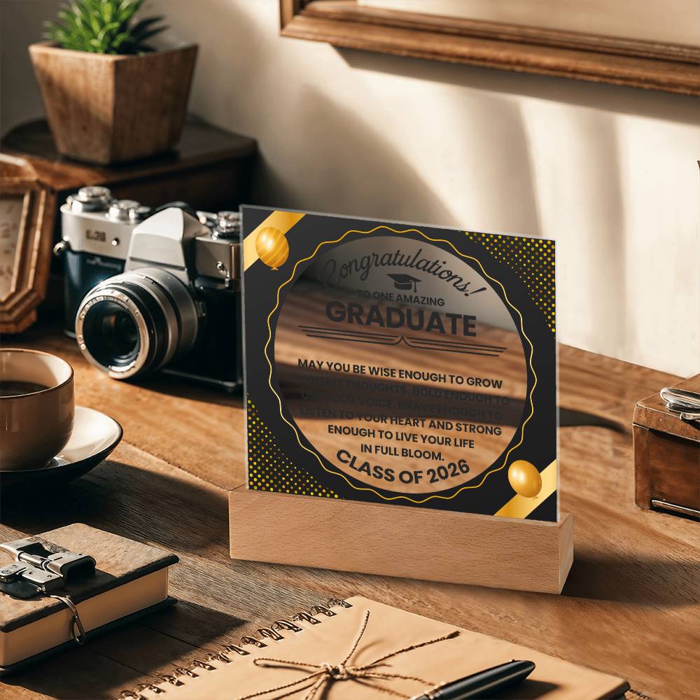 Graduation LED Acrylic Plaque – Congratulations Graduate Gift | Class of 2026 Light Up Keepsake