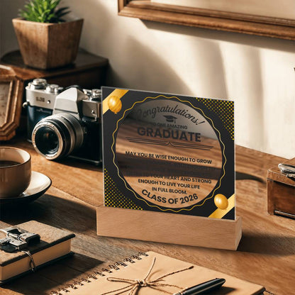 Graduation LED Acrylic Plaque – Congratulations Graduate Gift | Class of 2026 Light Up Keepsake