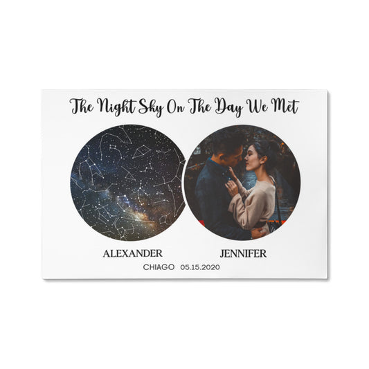 Personalized Night Sky Map Canvas – Custom Star Map with Photo, Names, Date & Location | Romantic Gift for Couples