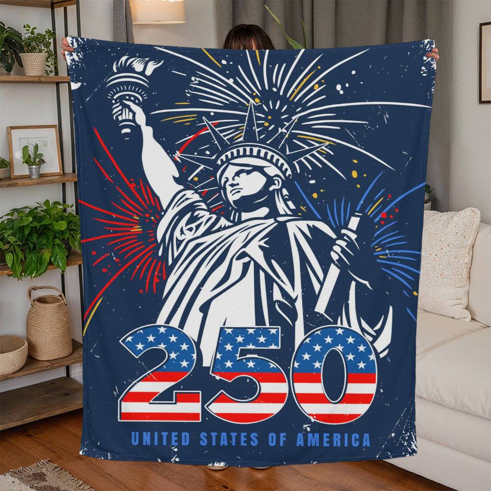 USA 250 Anniversary 1776-2026 4th Of July  Jersey Fleece Blanket 50" x 60"