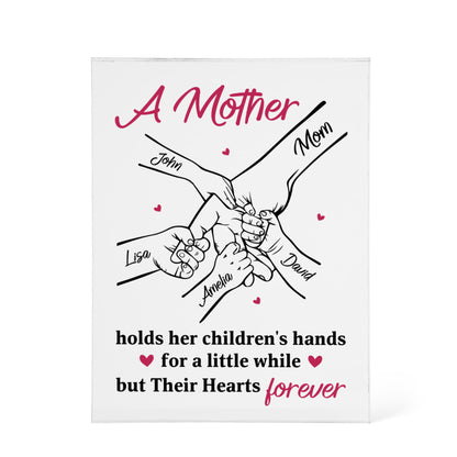 Personalized Mother Acrylic Plaque – Custom Names Family Hands Gift for Mom, Mother’s Day Love Keepsake from Kids