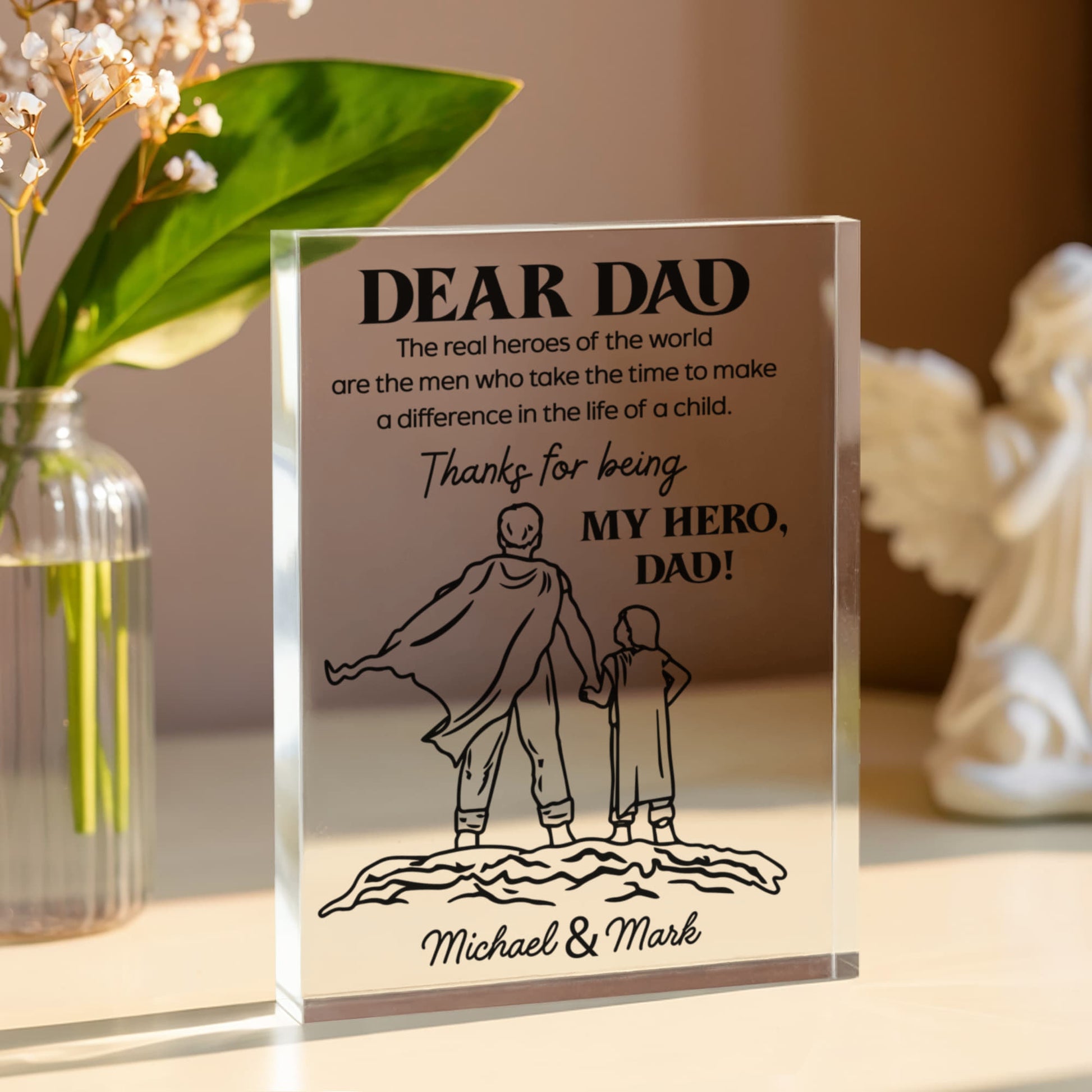 personalized hero dad acrylic block thanks for being my hero from son