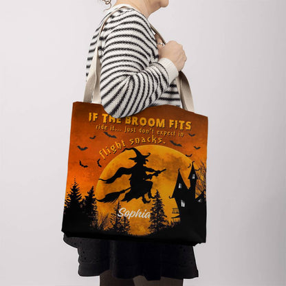 Custom Witch Tote Bag –  Halloween Tote with Full Moon & Flying Witch !