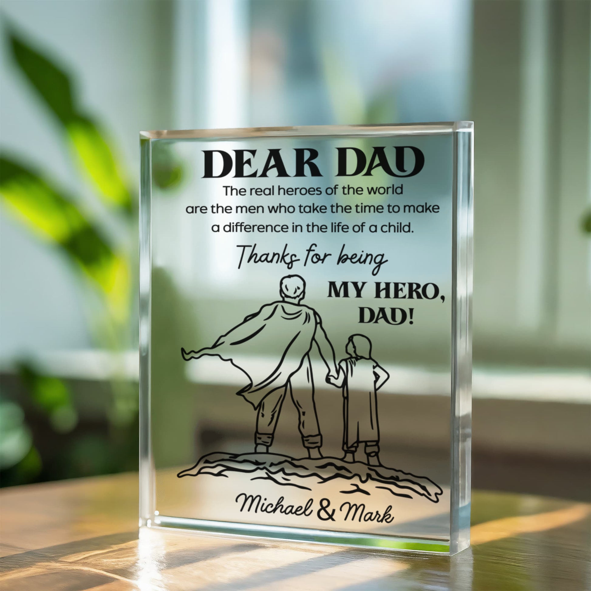 father son glass plaque emotional gift to my dad michael and blake