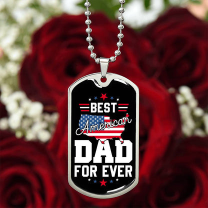 Best American Dad Forever 4th Of July Dog Tag Necklace with Engraving