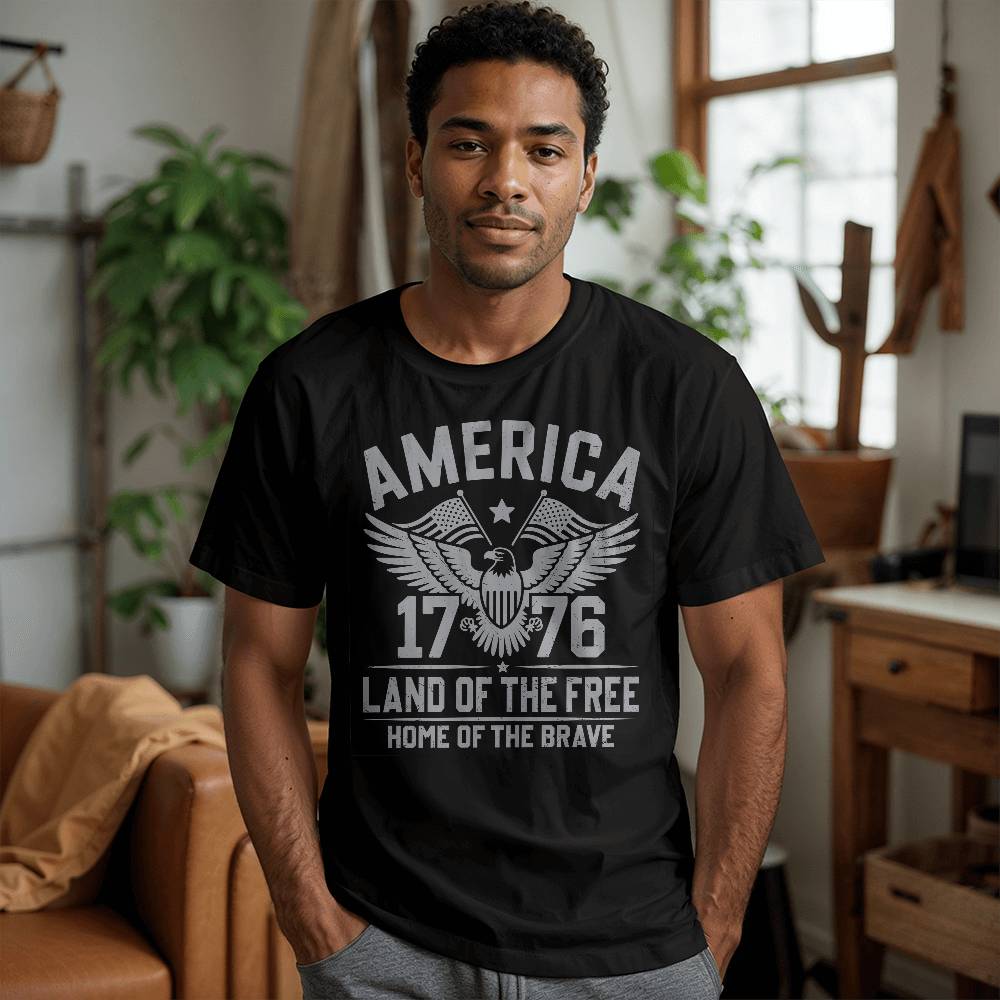 America 1776 Land Of The Free Home Of The Brave 4th July T-Shirt
