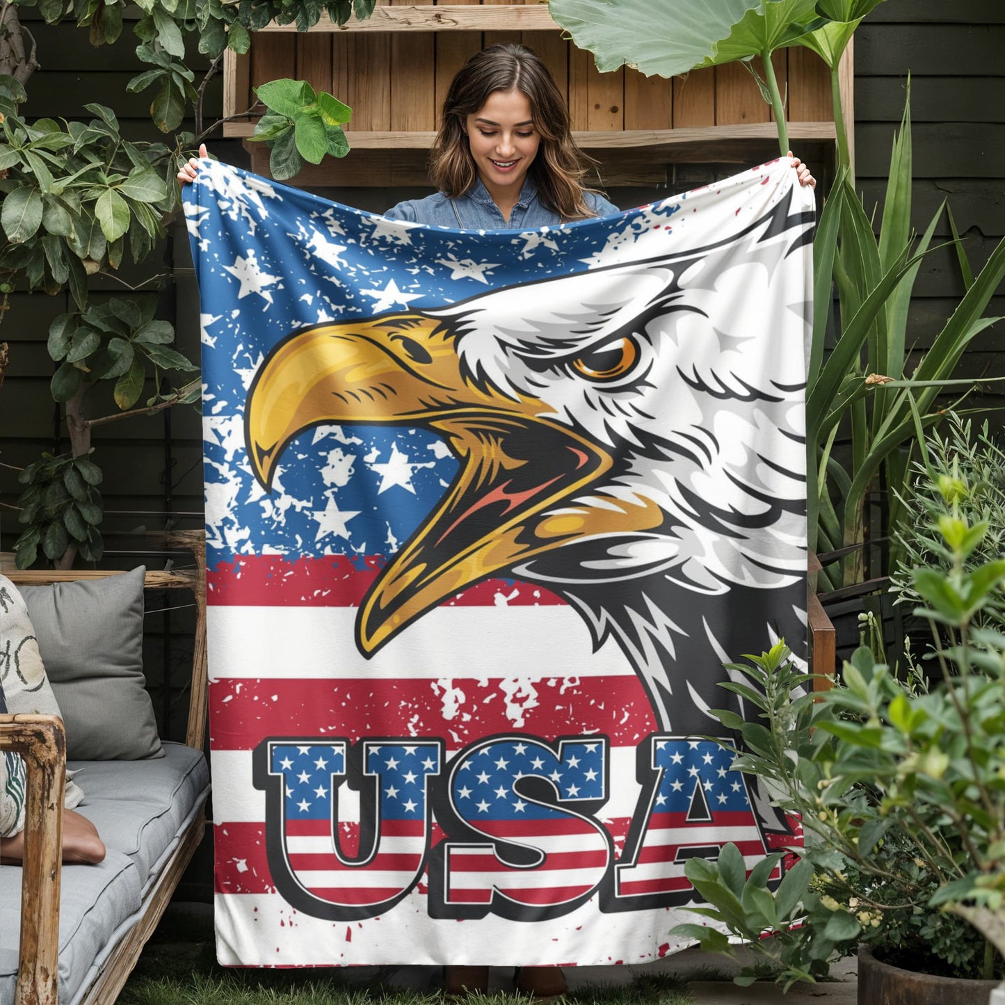 USA Independence Day 4th of July Jersey Fleece Blanket 50" x 60"