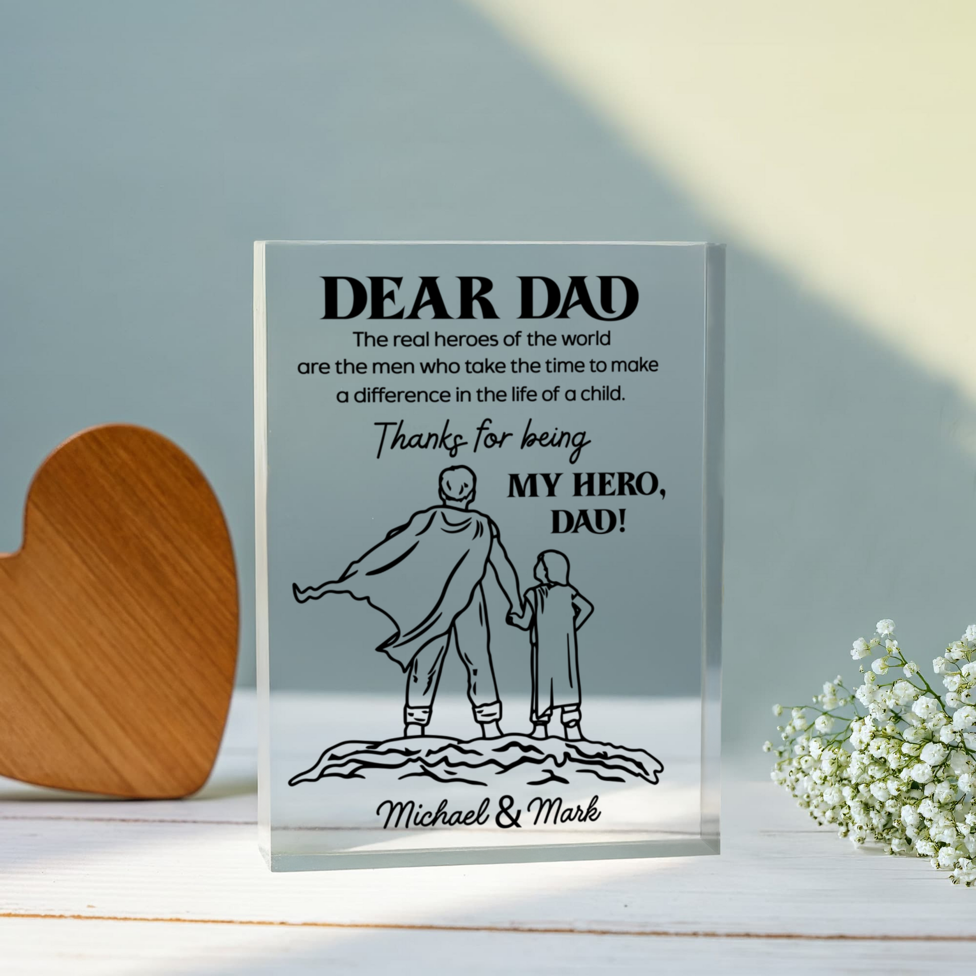 emotional father’s day gift dear dad my hero plaque