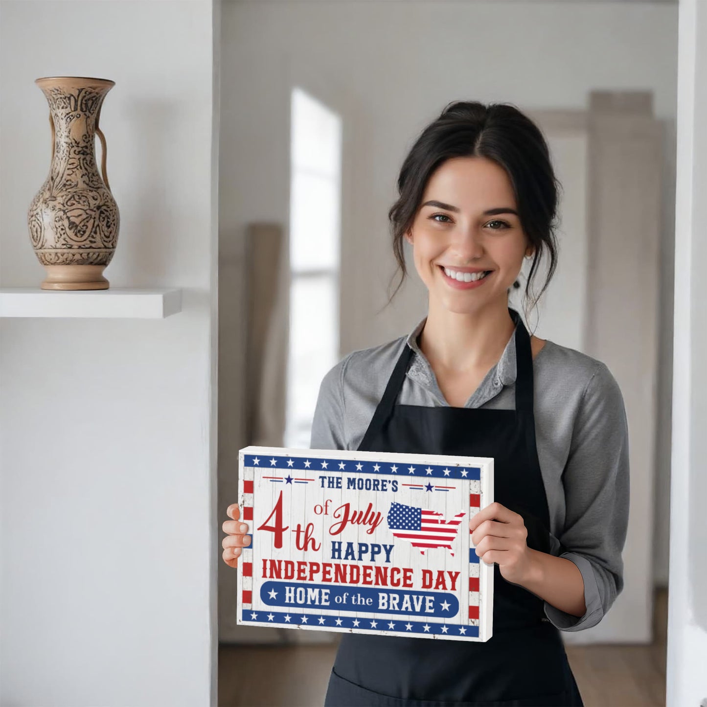 Personalized 4th of July Gallery Wrapped Canvas – Custom Family Name Independence Day Wall Art